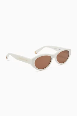 Buy Stella McCartney White Medallion Oval Sunglasses in Acetate