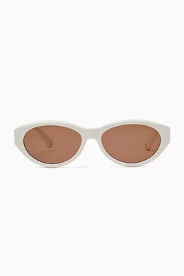 Buy Stella McCartney White Medallion Oval Sunglasses in Acetate