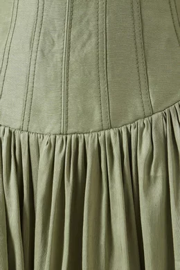 Buy Aje Green Parallel Midi Dress in Cotton For Women Online | Ounass Oman