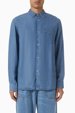 Buy Officine Generale Blue Guido Shirt in Denim For Men Online | Ounass Oman
