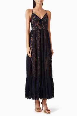 Buy Michael Kors Blue Maxi Dress in Lace For Women Online | Ounass Oman