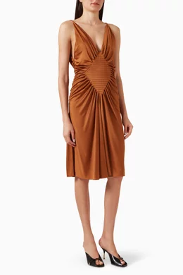versace brown dress VERSACE Size 2 Brown Silk Wool Strappy Dress – Sui Generis Designer  Consignment main image 1