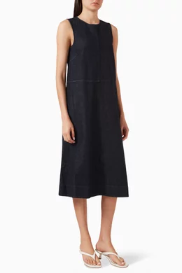 navy blue dress for baby girl A-LINE DENIM MIDI DRESS - INDIGO main image 0