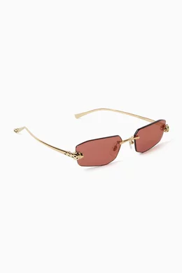 Buy Cartier Gold Panthère Rectangular Sunglasses in Gold  display picture 1