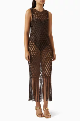 Buy Simkhai Brown Jensen Macrame Midi Dress For Women Online | Ounass Oman