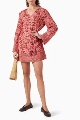 Buy Hannah Artwear Pink Tavi Belted Dress in Linen For Women Online |  Ounass Oman