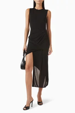 Buy Helmut Lang Black Twist Drape Dress in Jersey For Women Online | Ounass  Oman