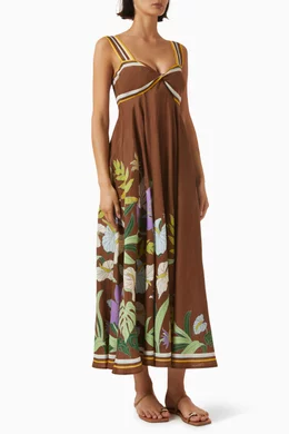 Buy ALEMAIS Brown Alfie Twist Sundress in Linen For Women Online | Ounass  Oman