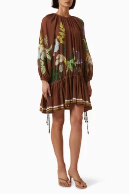 Buy ALEMAIS Brown Alfie Mini Dress in Cotton Blend For Women Online |  Ounass Oman