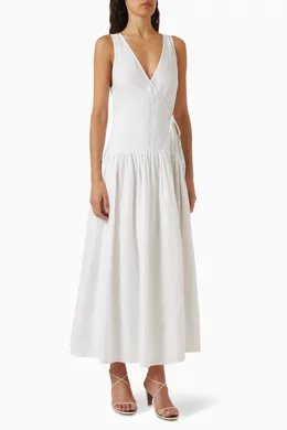 Buy DISSH White Ilio Wrap Maxi Dress in Linen For Women Online | Ounass Oman