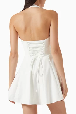 Buy Guizio White Juliette Halter Mini Dress in Twill For Women Online |  Ounass Oman