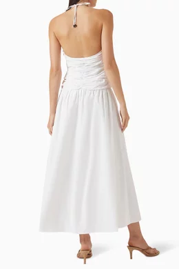Buy Solid & Striped White Adina Maxi Dress in Cotton Poplin For Women  Online | Ounass Oman