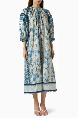 Buy Ola by Ohaila Khan Multicolour Pom Pom Lace-trim Midi Dress For Women  Online | Ounass Oman