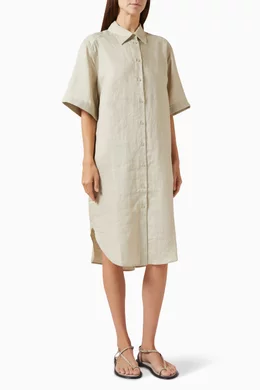 knee length dresses for ladies Linen Shirt Dress by La Garçonne Moderne main image 1
