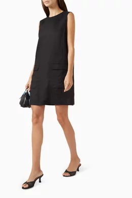 Buy COS Black Mini Shift Dress in Linen For Women Online | Ounass Oman