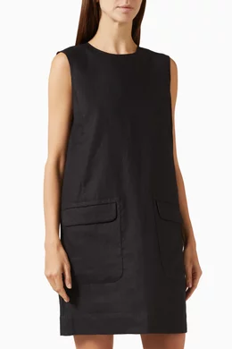 Buy COS Black Mini Shift Dress in Linen For Women Online | Ounass Oman