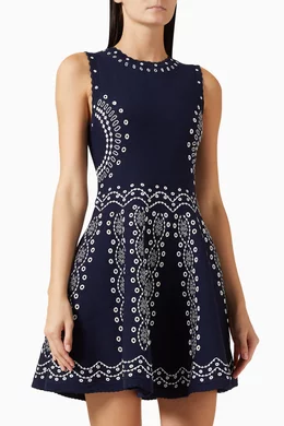 Buy SANDRO Blue Capri Embroidered Dress in Viscose Blend For Women Online