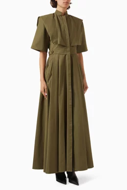 green emerald velvet dress Maxi Trench Dress main image 1