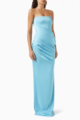Buy Alex Perry Blue Strapless Corset Gown in Satin-crepe For Women Online |  Ounass Oman