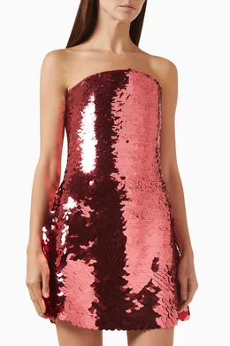 strapless open back dress Alex Perry Red Sequin Gown Dress – EKOLUV main image 1