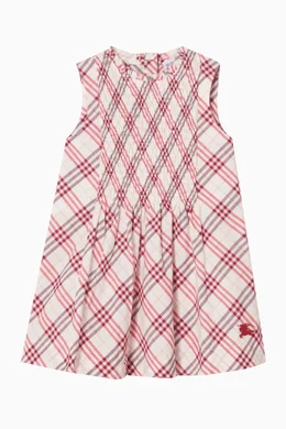 Buy Burberry Pink Yvette Check Dress in Cotton For Baby Girls Online |  Ounass Oman