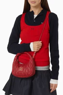Buy Miu Miu Red Wander Top-handle Bag in Matelasse Nappa Leather