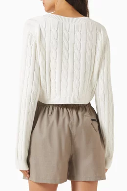 Buy Prada White Logo V-neck Sweater For Women Online | Ounass Oman