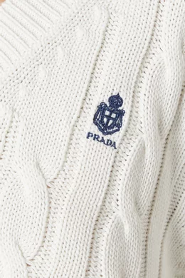 Buy Prada White Logo V-neck Sweater For Women Online | Ounass Oman