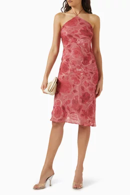 Buy Realisation Par Pink Electra Halterneck Dress in Silk For Women Online  | Ounass Oman