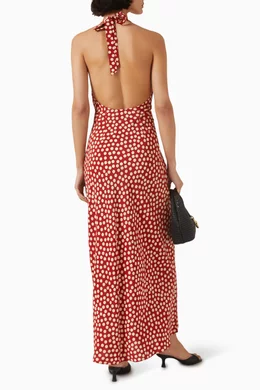 Buy Realisation Par Red Simone Halterneck Dress in Silk Crepe For Women  Online | Ounass Oman