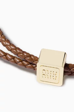Buy Miu Miu Brown Logo Bracelet in Leather For Women Online