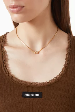Buy Miu Miu Metallic Crystal Necklace in Brass For Women Online