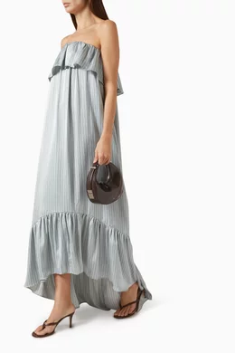 knee length dresses for ladies Isobel Maxi Dress in Saddle Brown Block Print