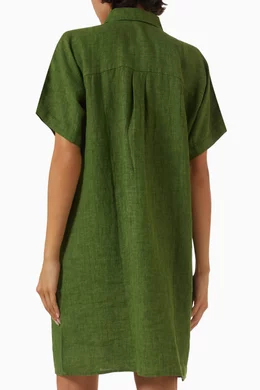 Buy Eileen Fisher Green Button-up Shirtdress in Organic Linen For Women  Online | Ounass Oman