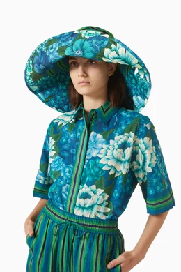 Alemais Margo Wide Brim Sunhat Margo printed cotton canvas sun hat in multicoloured  main image 4