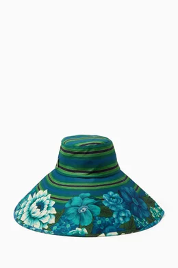 Alemais Margo Wide Brim Sunhat Margo printed cotton canvas sun hat in multicoloured  main image 2