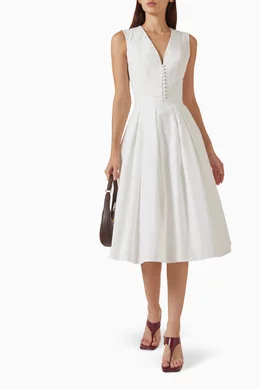 Buy JW PEI White Pleated Midi Dress For Women Online | Ounass Oman