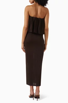 ruffle dress layered Lindsay Ruffle Tiered Halter Dress-Taupe