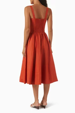 Buy Reformation Red Janu Dress in Linen For Women Online | Ounass Oman