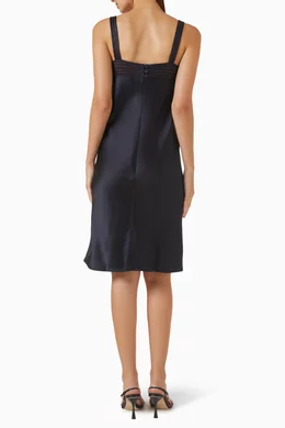 cos silk slip dress LACE-TRIMMED SATIN SLIP DRESS - BROWN