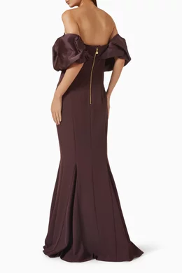 elisabetta franchi burgundy dress Elisabetta Franchi Chain-detail Cut-out Maxi Dress