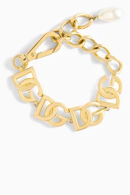 Buy Dolce & Gabbana Gold DG Link Bracelet in Gold-tone Brass For 