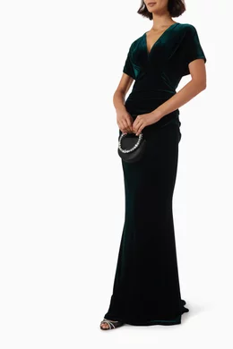 talbot runhof green velvet dress Buy Draped in For Women Online velvet popover dress is