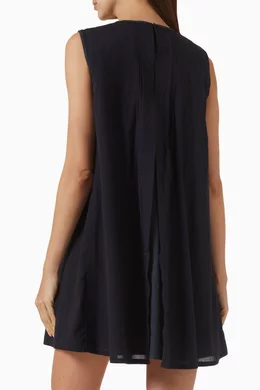 cos pintucked cotton mini dress PINTUCKED COTTON MINI DRESS - NAVY
