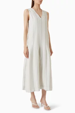 cos pleated linen dress Pleated Cotton-linen Maxi Dress