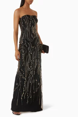 gemy maalouf beaded strapless dress Beaded Red Strapless Dress