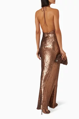 Buy Misha Brown Plunge Sequin Maxi Dress in Jersey For Women Online
