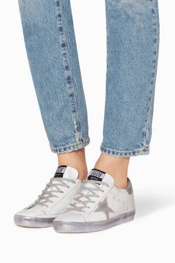 hover state of White & Silver Sparkle Low-Top Superstar Sneakers