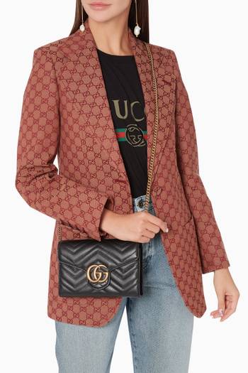 hover state of GG Marmont Chevron Quilted Wallet on Chain