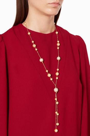 hover state of Sherine Pearl Tassel Necklace in 18kt Gold Plated Sterling Silver